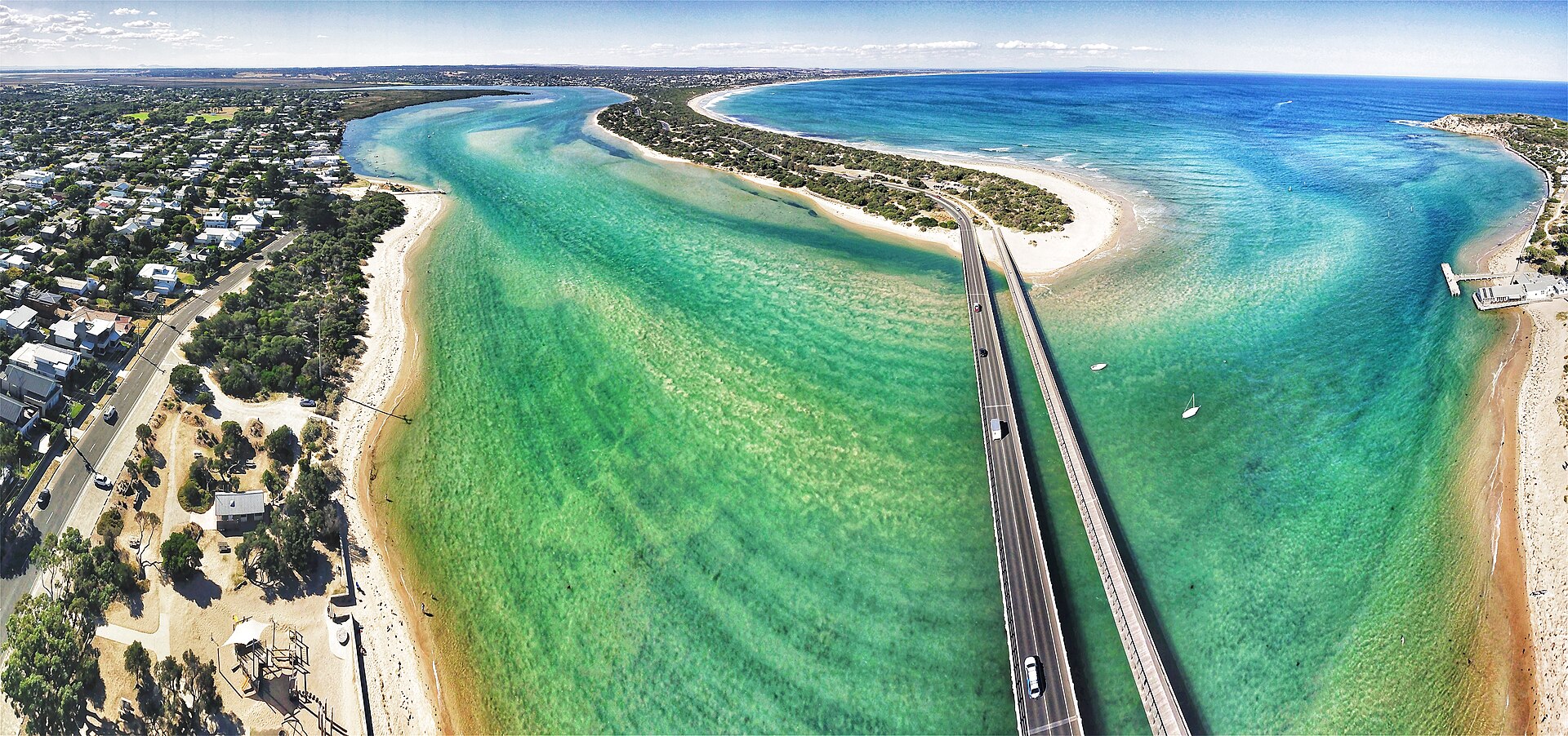 Aerial panorama of Barwon Heads