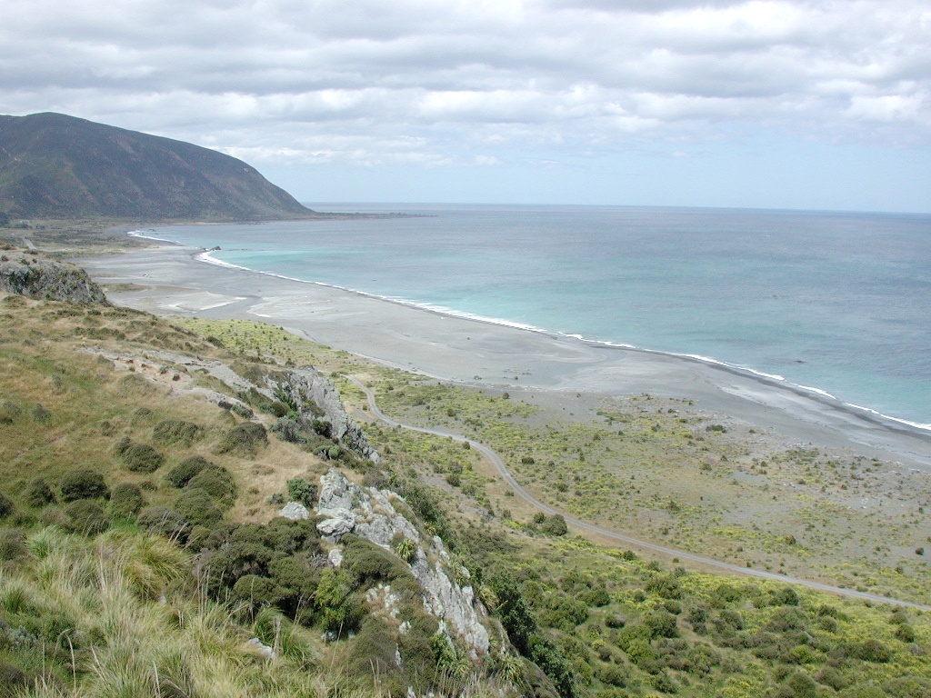 Wainuiomata River mouth viewed from Baring Head